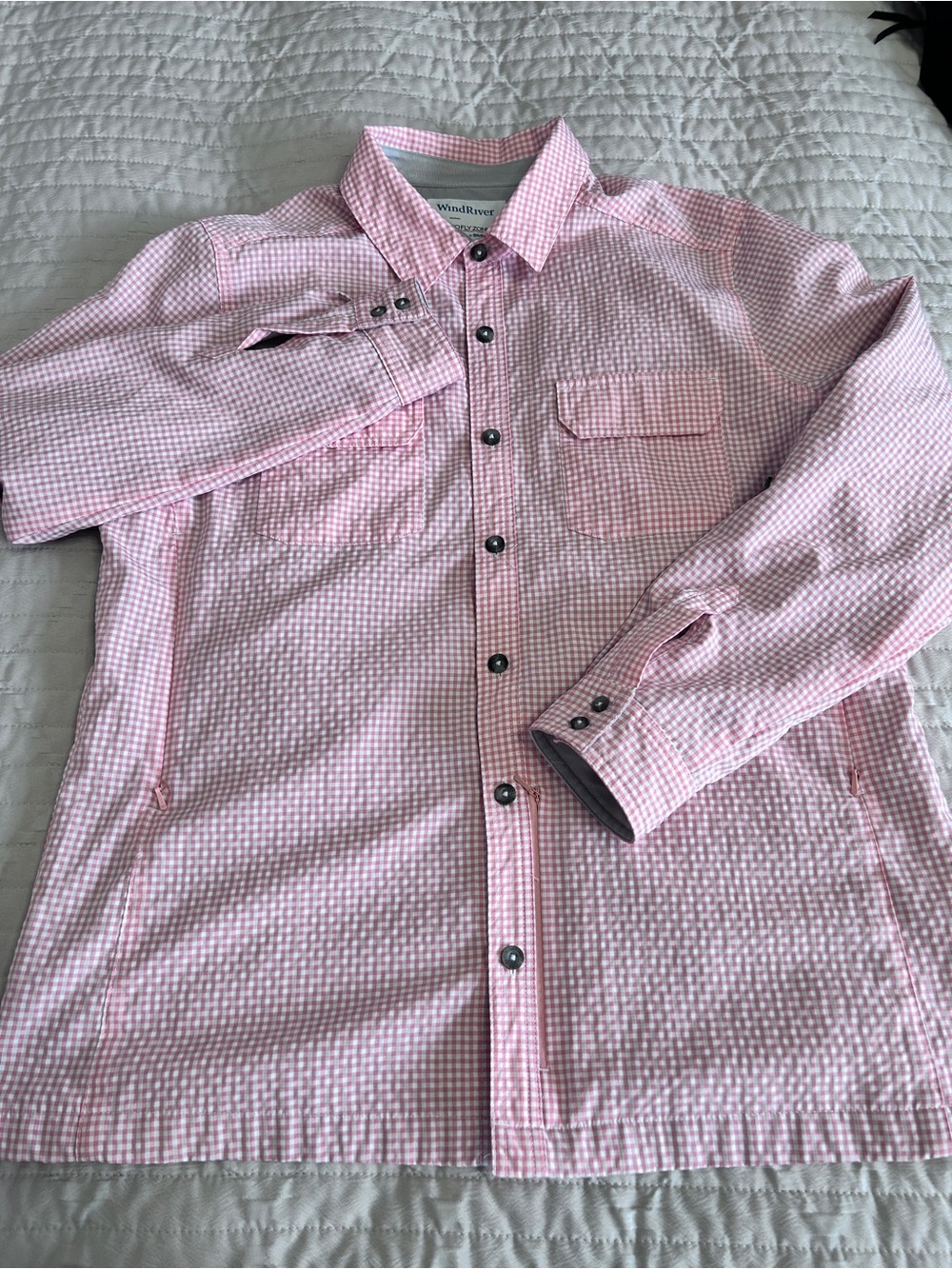 Wind River Women’s Large Pink Gingham Button-Up Shirt Mosquito No Fly Zone LS - Picture 4 of 12